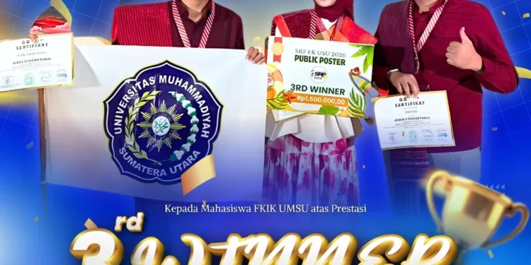 Tiga Mahasiswa FKIK UMSU Sabet Juara 3 Poster Publik di Ajang Scripta Research Festival (SRF) FK USU 2026